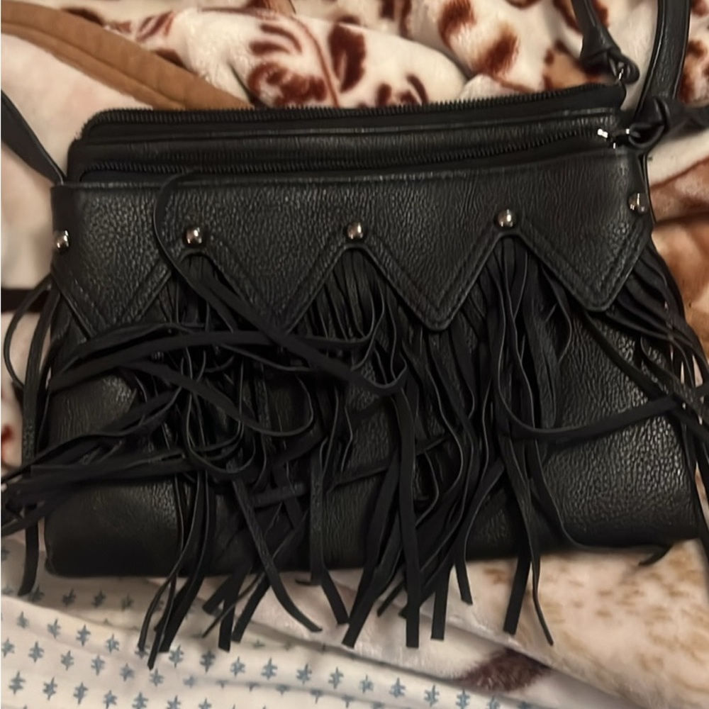 Black Fringe Women's Bag